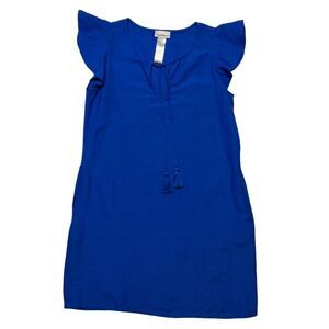 Tommy Bahama Slip-on Dress Size XS Linen-Blend Pockets Flare Cap-Sleeve Blue